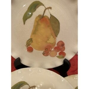 Set Of 6‎ Crate & Barrel HARVEST FRUIT 7.5" Salad Plates Pear Italy 516-892